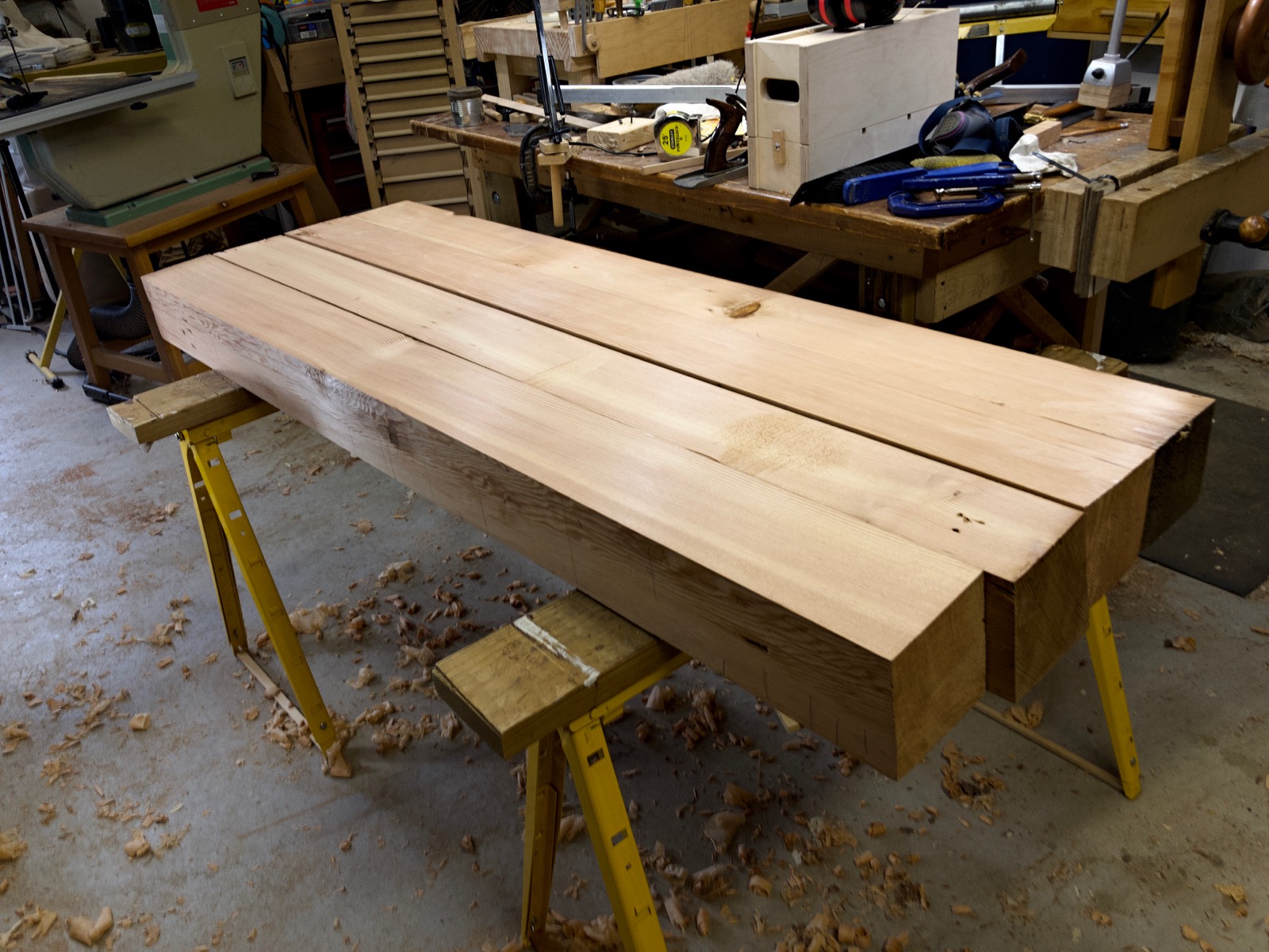 The four barn beams for the top.