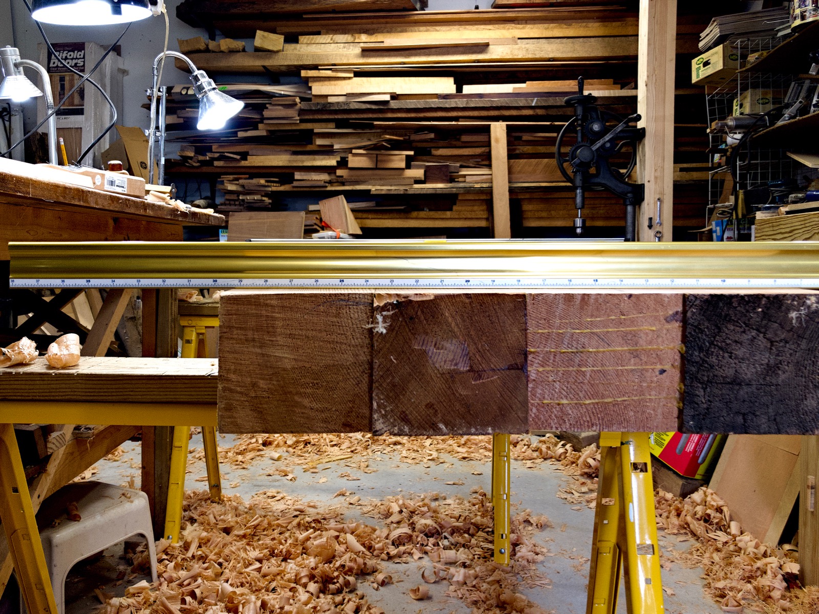 View of the two winding sticks showing they are parallel.