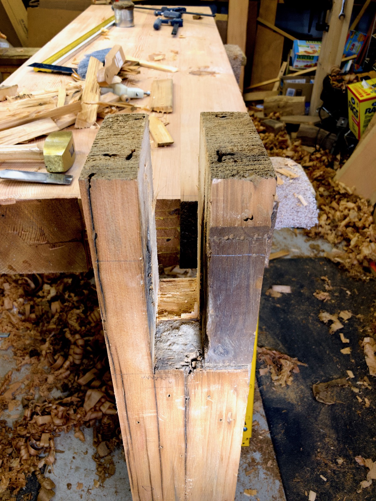 The top leg joint in progress.