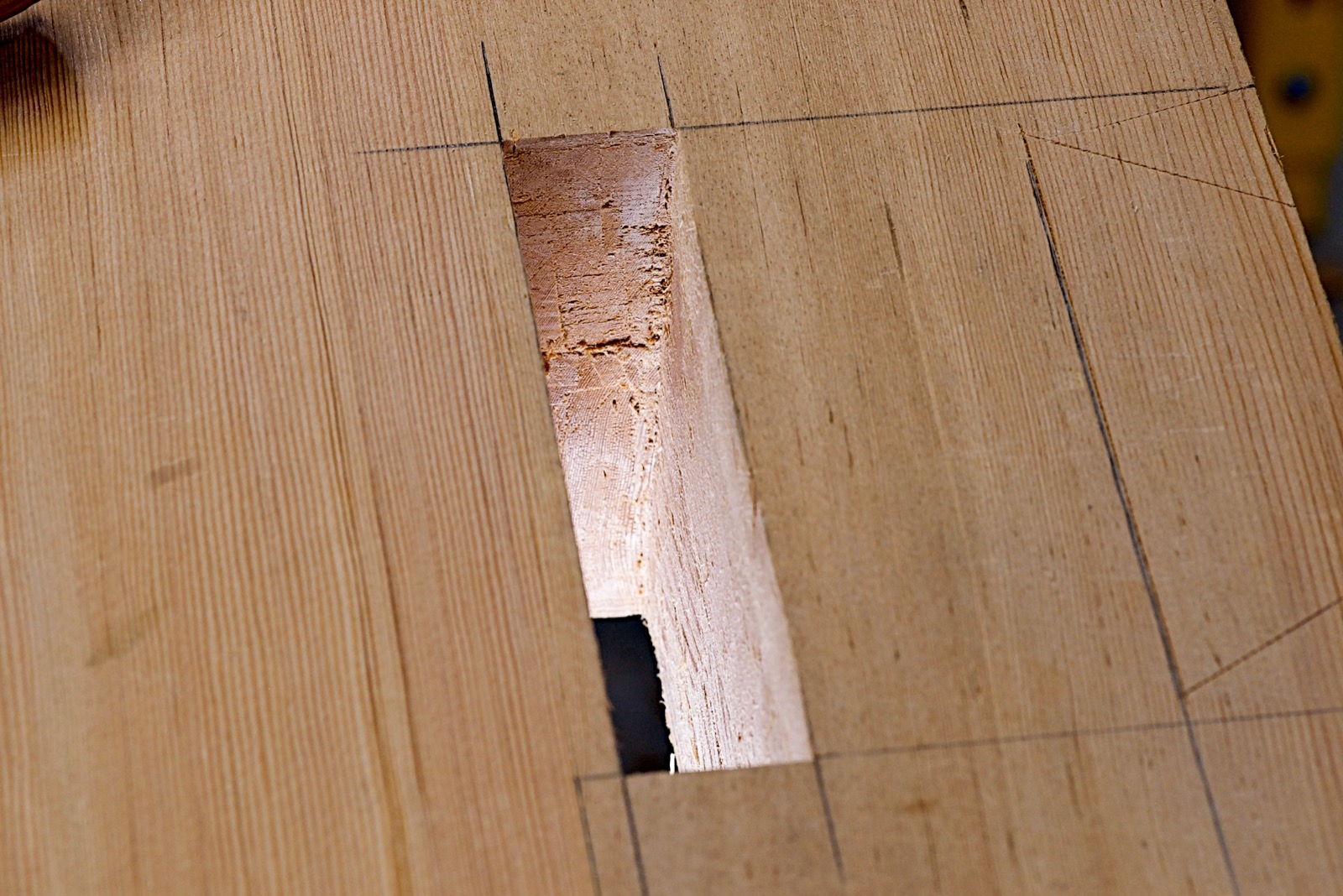 A through mortise ready for fitting.