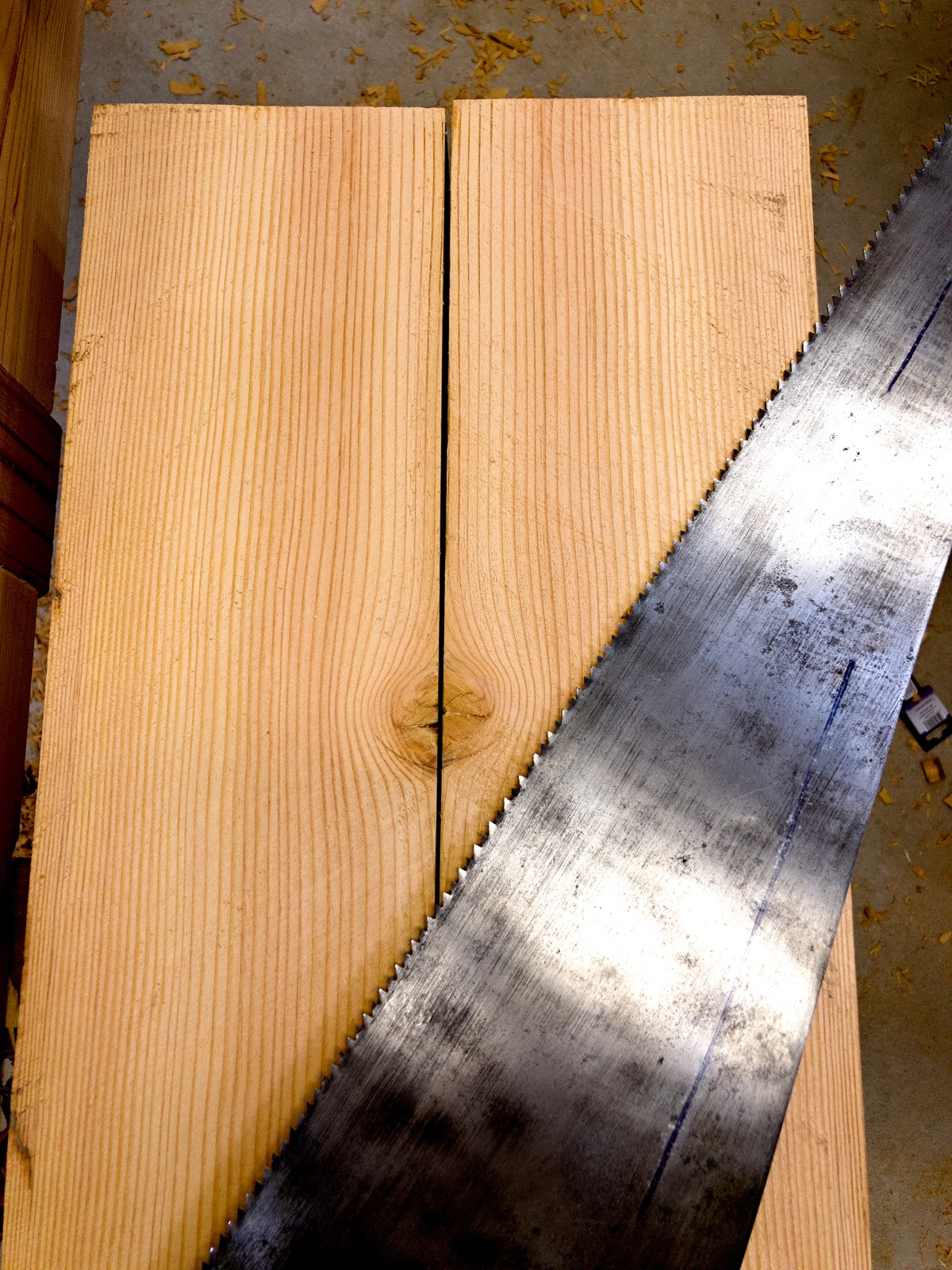The sawn faces and the saw.
